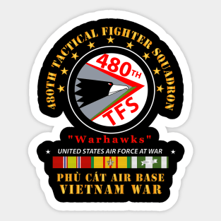 USAF - 480th Tactical Fighter Squadron - Warhawks - Phù Cát w VN SVC X 300 Sticker